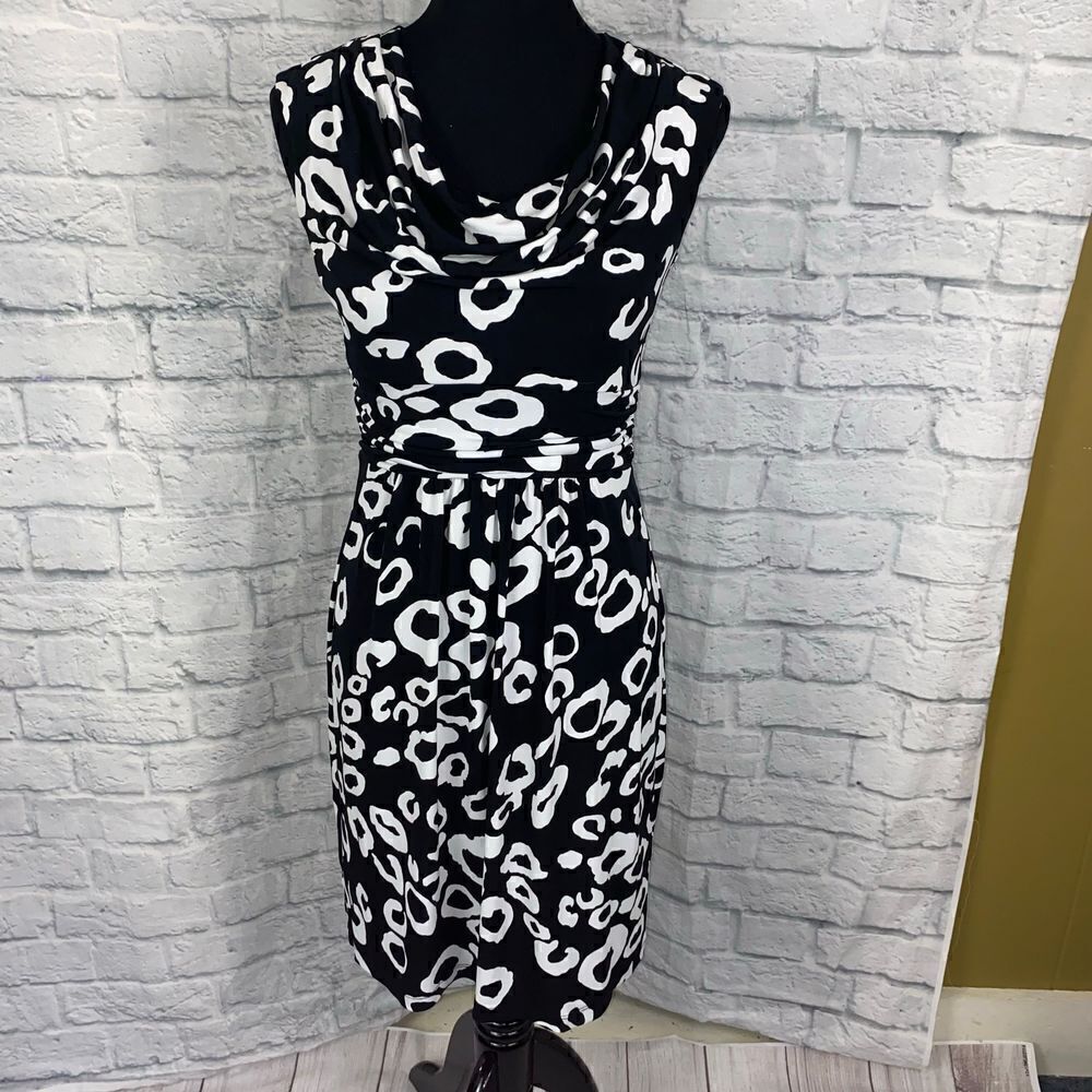 Valerie bertinelli fit & flare drape neck dress B&W woman sz 4